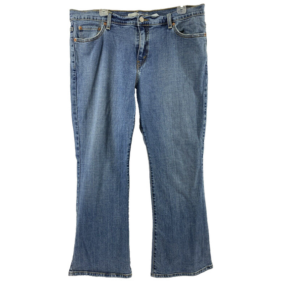 Levis 515 Bootcut Jeans Womens Size 16S Light Wash Denim Distress High‎ Rise - Picture 1 of 12
